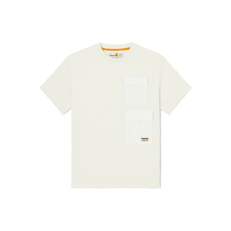 Timberland Solid Color Outdoor Pocket Casual Sports Loose Breathable Short Sleeve T-Shirt Men T-Shirts Vintage-White A291G-CM9