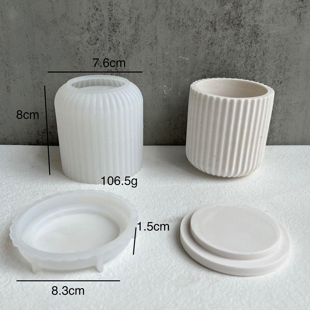Clay Tools Handmade Silicone Mould with Cover Round Stripe Bottle Candle Molds 3D Art Wax Mold