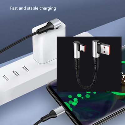 Короткий кабель USB-Type C для быстрой зарядки с 90-градусным коленом для передачи данных для смартфонов и планшетов