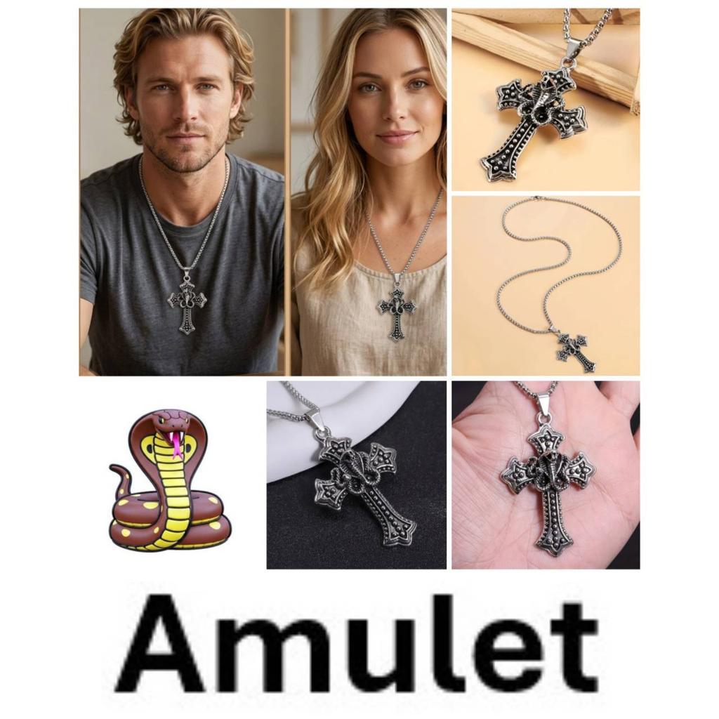 Vintage Cross Jesus God Christian Cobra Snake Pendant Necklace Chain Unisex Men Women Fashion Gothic Amulet Talisman Jewelry Party Gift