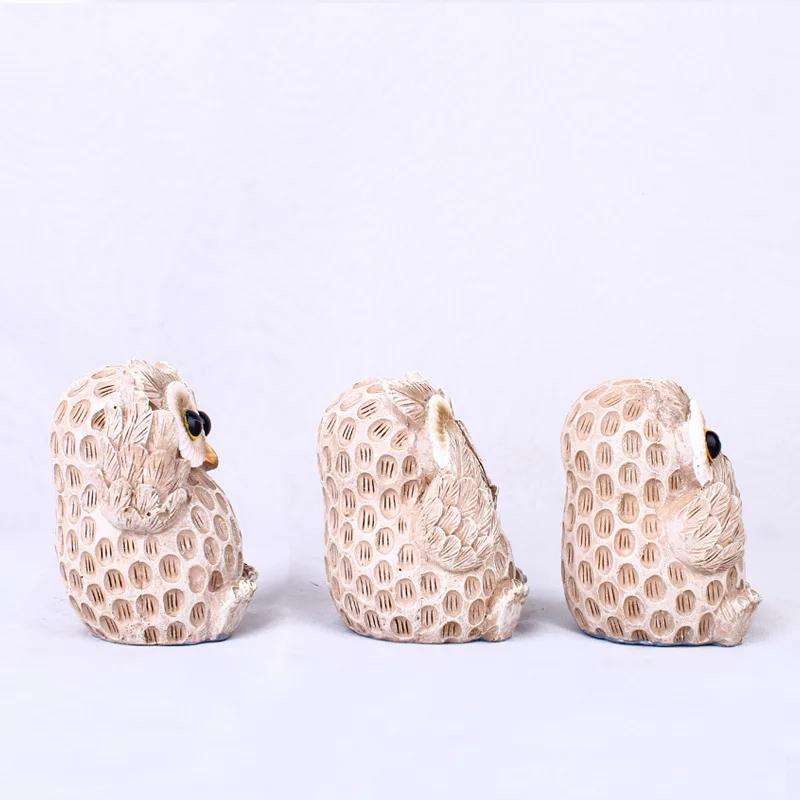 3pcs/sets Cute Owl Ornaments Wine Cabinet Living Room Desk Home Desk Decoration Resin Crafts 2024 New Decorative Figurines