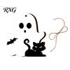 Halloween Party Supplies Ghost Wooden Hanging Sign with Hemp Rope, Cute Indoor Signs Pendants for Home Wall Decorations Outdoor Decor