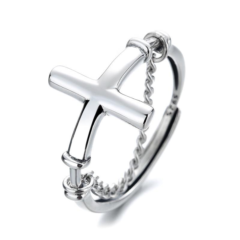 Xiaomi BF CLUB 925 Sterling Rings for Women Simple Geometric Handmade Irregular Retro Cross Chain Ring Allergy For Birthday Gift