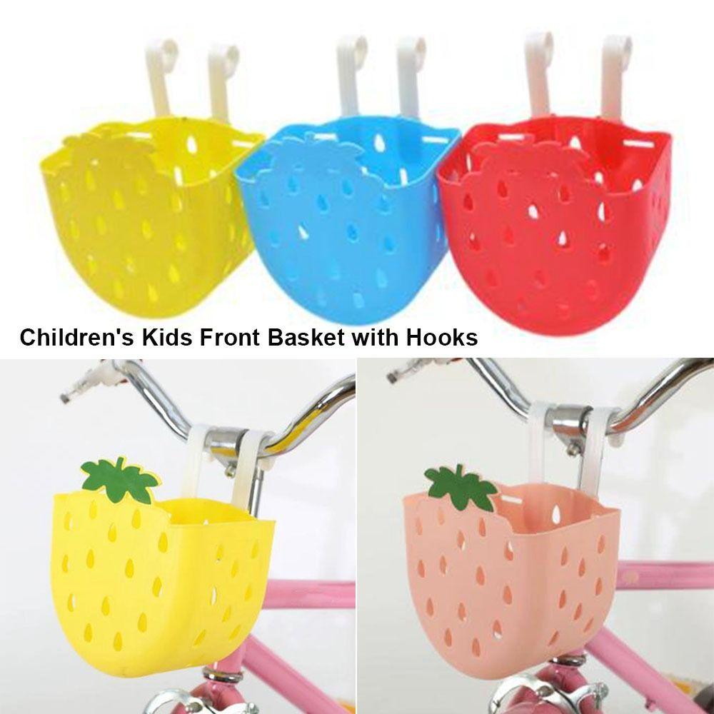 with Hooks Children's Kids Front Basket Plastic Bike Carrier Bag Bicycle Basket Accessories