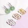 S925 Sterling Silver Bamboo Jade Drop Earrings with Safety Ring Clip