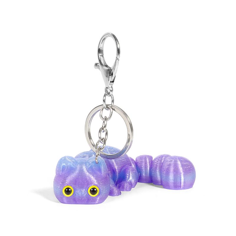 3D Printed Articulated Lucky Cat Keychain Cartoon Multi-Color Movable Key Ring Backpack Decoration Accessories Birthday Gifts