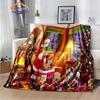Merry Christmas Series Christmas Santa Blanket Flannel Warmth Soft Plush Sofa Bed Throwing Blanket Plush Throwing Blanket