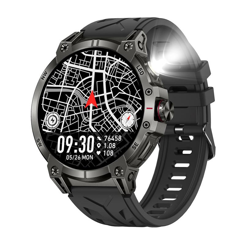 Умные часы KC89 для мужчин, для занятий спортом на открытом воздухе, светодиодный фонарик, компас, Bluetooth-звонок, голосовой ИИ, мониторинг здоровья, фитнес-трекер, смарт-часы
