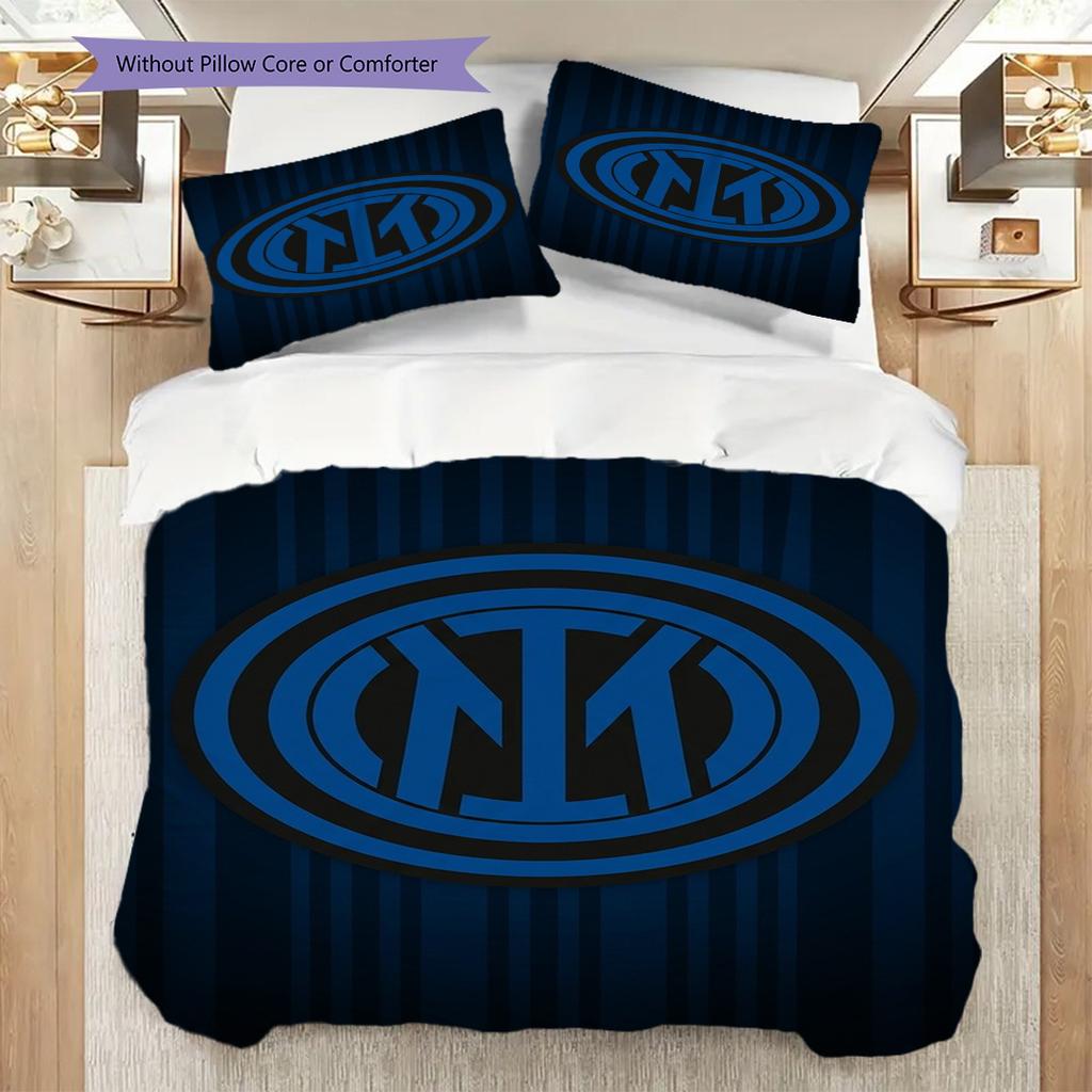 Inter Milan Emblem Background Bedding (1 * duvet cover + 2 * pillowcase, without core) Soft and comfortable Bedding set Christmas birthday gift