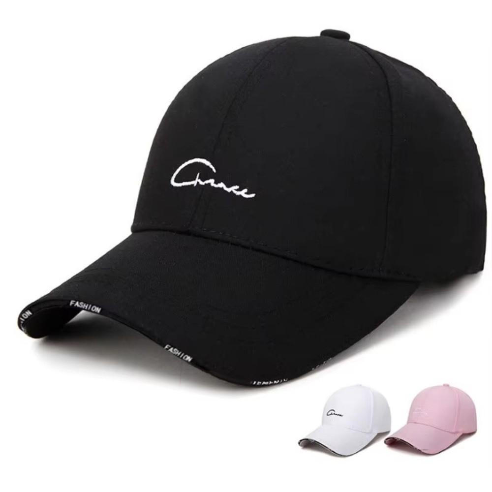 Fashion Letter Embroidered Baseball Cap Adjustable Breathable Sun Hat Solid Color Wide Brim Snapback Cap Outdoor Sports