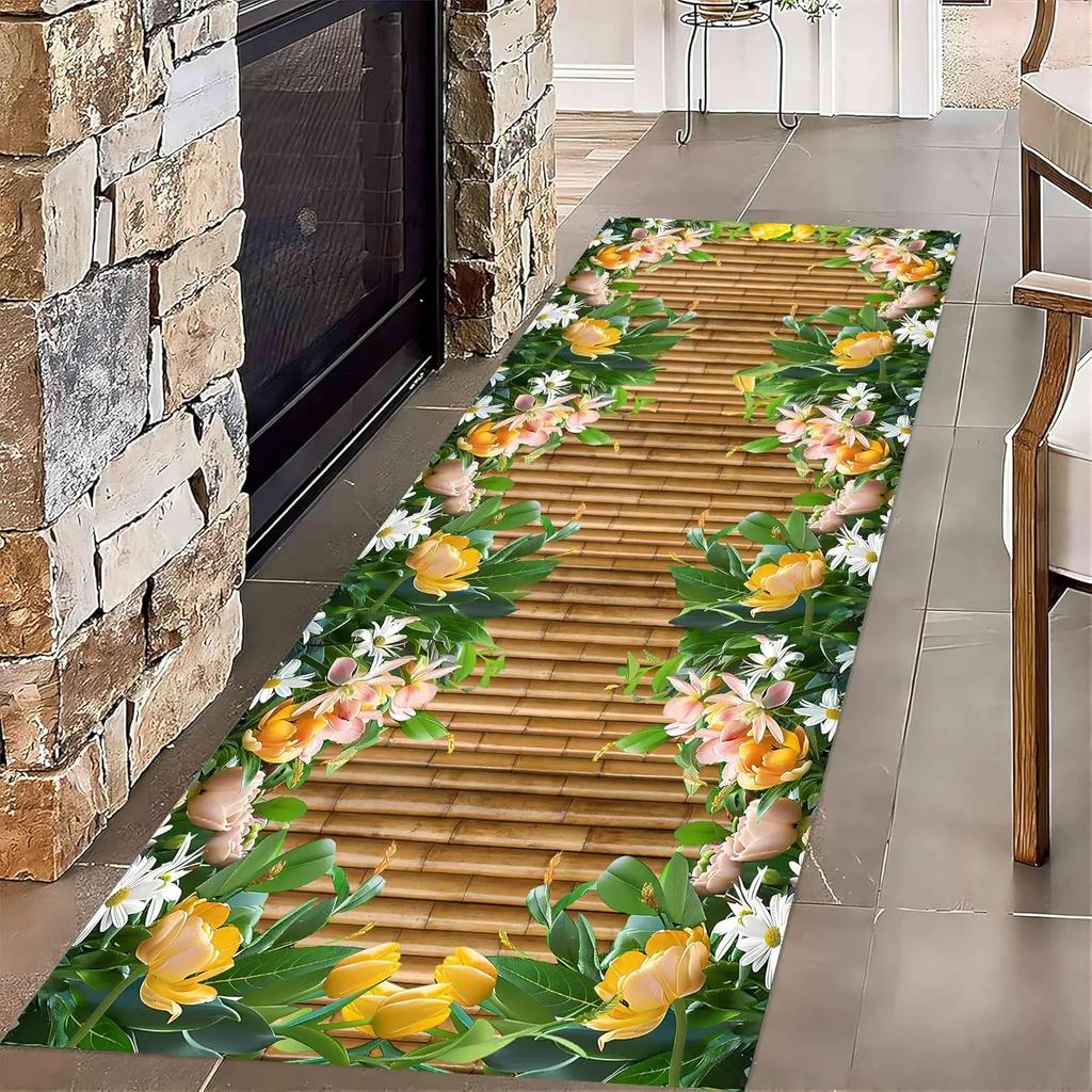 3D Каменная дорожка Тропическое зеленое растение Коврик-дорожка Супервпитывающий Нескользящий Ковер для Прихожей Гостиной Спальни Домашний декор