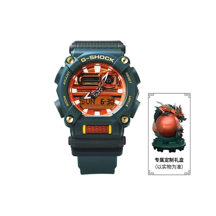 Casio Мужские часы с двойным дисплеем (жидкокристаллический/аналоговый) Серия Оранжевые GA-900DBR-3APFL