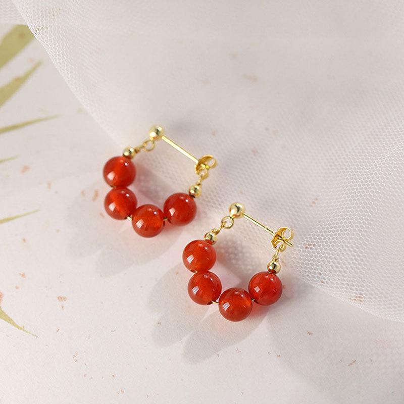 Серьги из красного агата для женщин