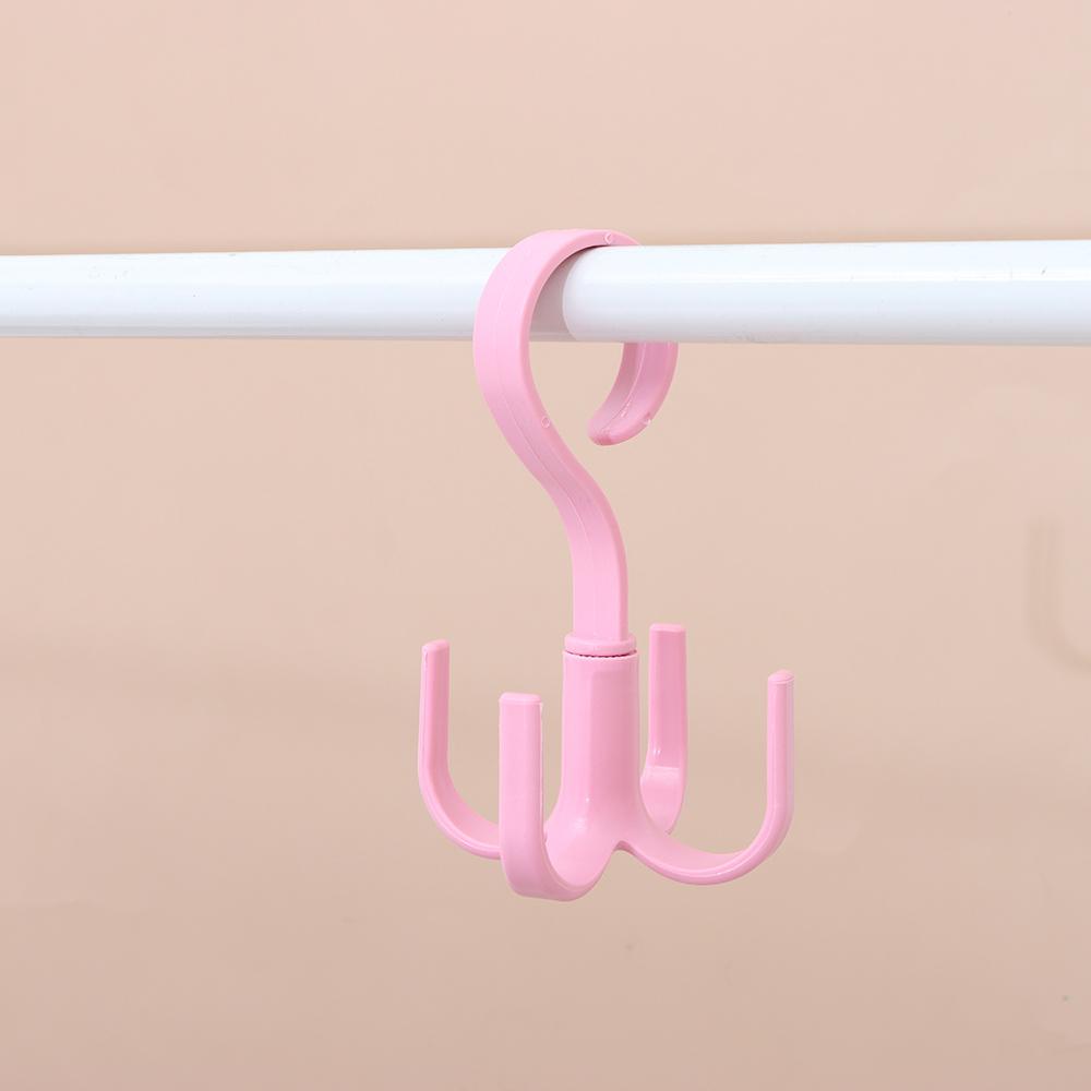 Tie Holder Shelf Storage Cloth Rack Plastic Hanger Multifunction 4 Hook Rotating Four-claw Hook
