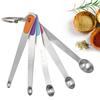5 шт./компл. мини-мерная ложка, красочная силиконовая нержавеющая сталь, длинная ручка, пищевая точная мерная ложка, кухонная ложка