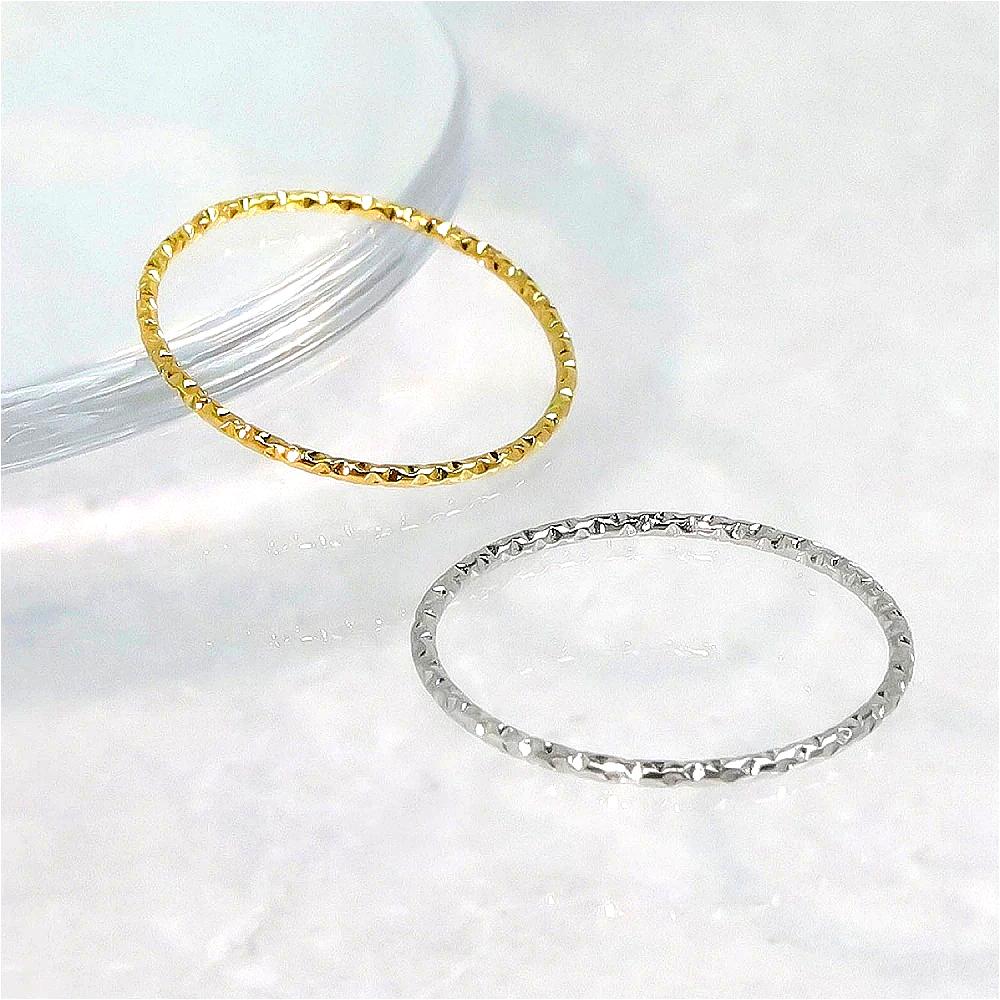 Mariasz Minimalist 0.8mm Thin Sparkle Stackable Stainless Steel Rings for Women Faceted Non-tarnish Jewelry Accessories Gifts