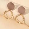 Simple Khaki Round Earrings, New High-texture Diamond-encrusted Geometric Earrings for Women