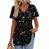 Women's Loose Casual Print V-Neck Short Sleeved T-Shirt Top Short Sleeved T-Shirt Top