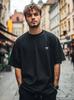 Jigga Wear Simple Crown Men's Oversized Short Sleeve T-Shirt Black/White L