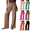 Женские повседневные спортивные брюки с высокой талией, тонкие широкие брюки, расклешенные однотонные тонкие брюки