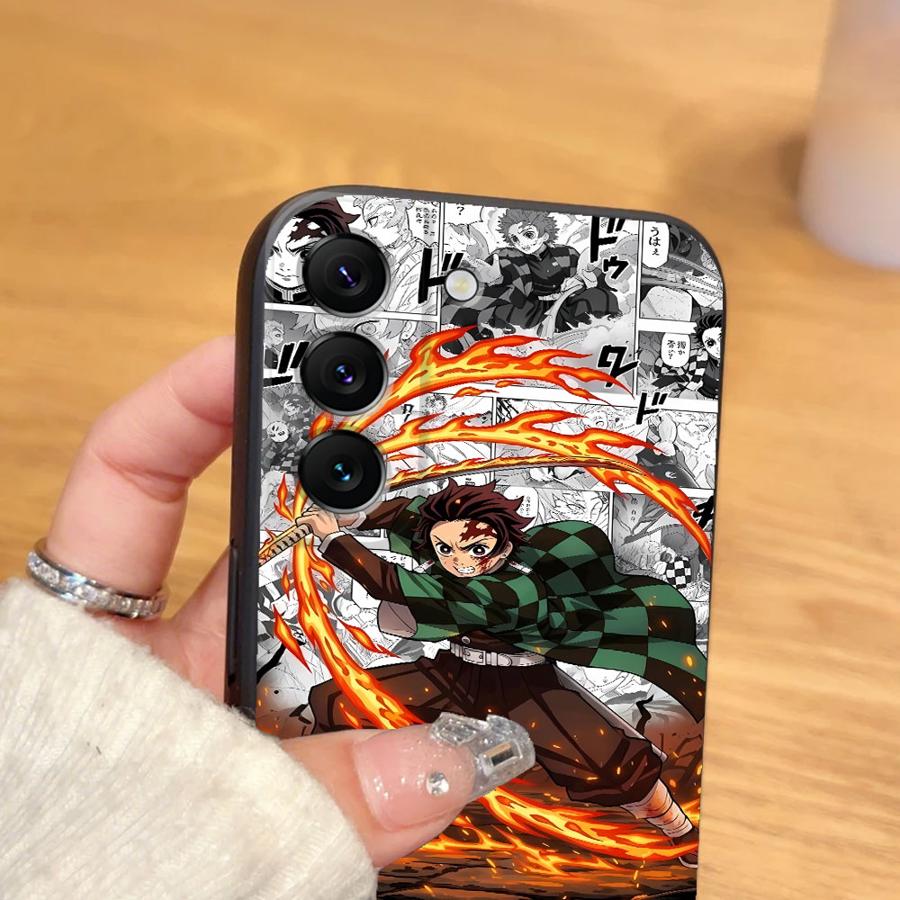 Чехол Demon S-Slayer Sanemi для Samsung Galaxy S23 Ultra S24 Plus S21 FE S25 Edge S20 Черный Мягкая Накладка на Телефон