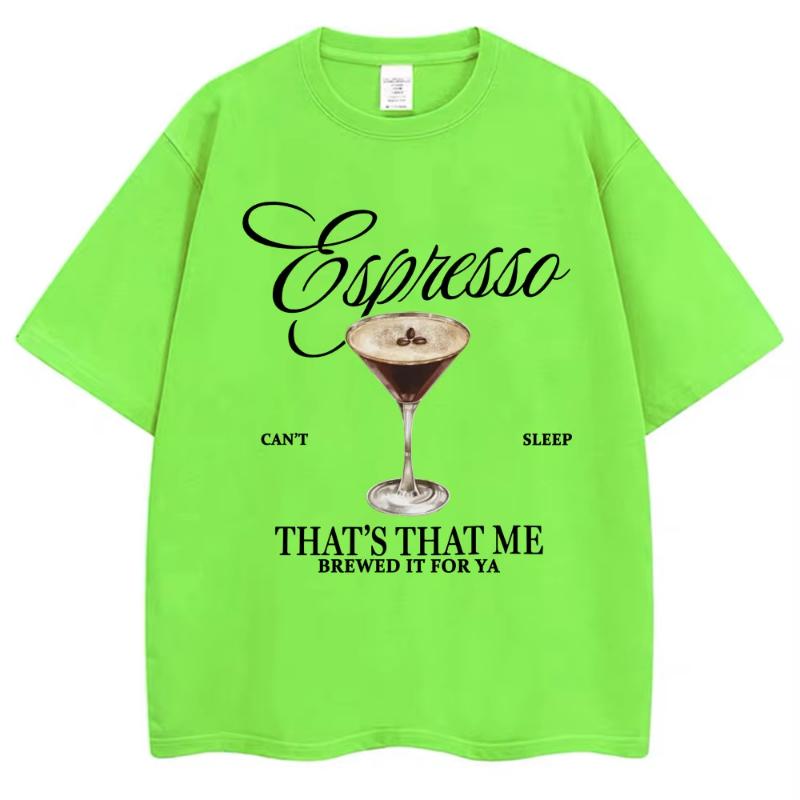 Модная футболка с принтом Sabrina Carpenter Espresso Martini Эстетичная унисекс женская футболка Свободный повседневный топ из мягкого хлопка Streetwear