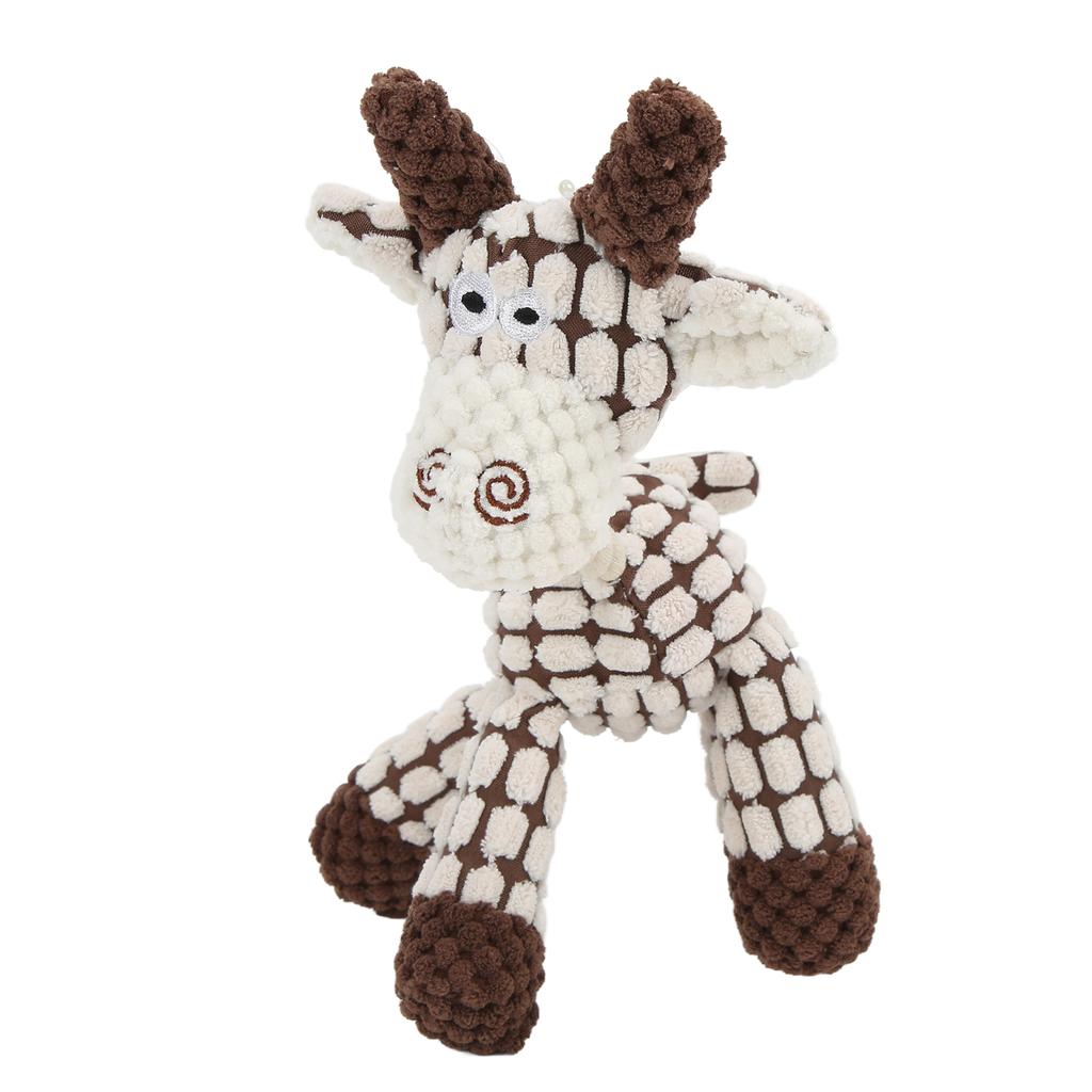 Pet Squeaky Toy Interactive Durable Teeth Cleaning Dog Plush Toy for Small Medium Large DogsBeige