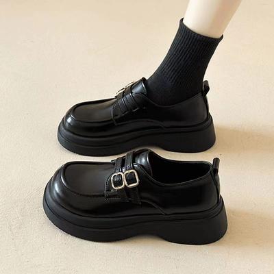 Маленькие кожаные туфли на подошве-маффин, новая высота, женская платформа, одинарные туфли, студенческие туфли Мэри Джейн