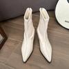 Ankle Thin Heels Modern Boots Winter Round Toe Shoes Female 2024 High Quality Mid Heel Solid Sewing Concise Women's Boots