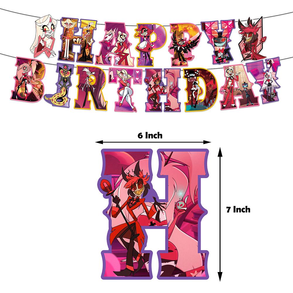 Новый набор из 32 предметов для вечеринки по отелю Хазбин, включая воздушные шары, топперы для торта, баннер