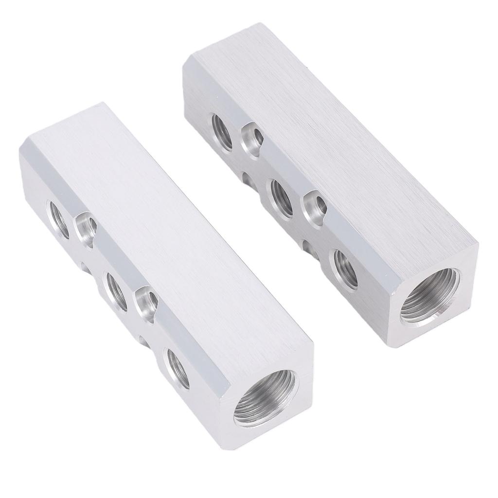 2Pcs Aluminum Air Manifold 3 Way 5 Port Pneumatic Air Compressor Block Splitter 1 4in NPT Output Port 1 2in NPT Supply