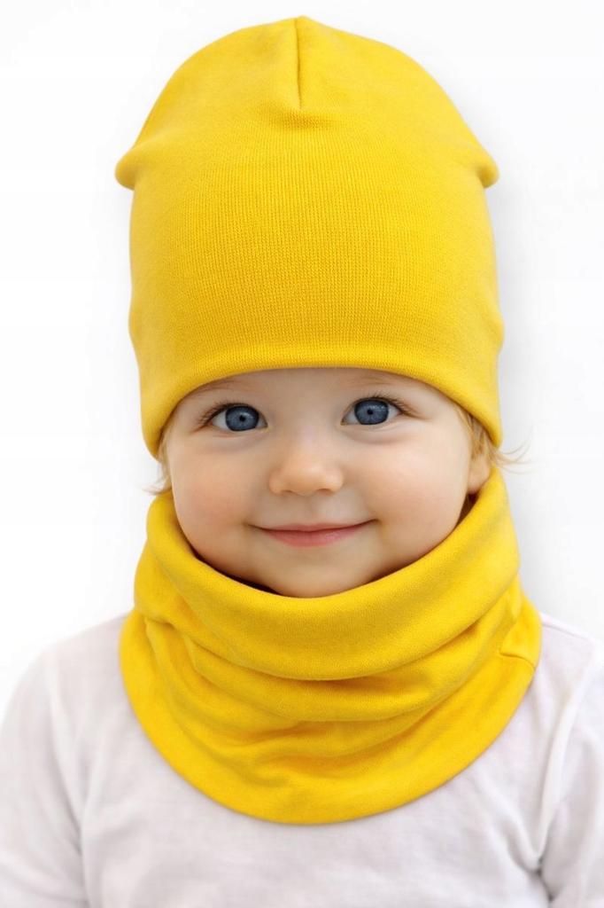 Hat + Scarf Set 92-98-104 Children' Set 46/50 Spring Yellow