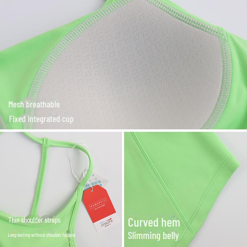 Спортивный бюстгальтер LAHN с антибактериальным покрытием и защитой от ударов - цельный жилет для йоги на тонких бретельках