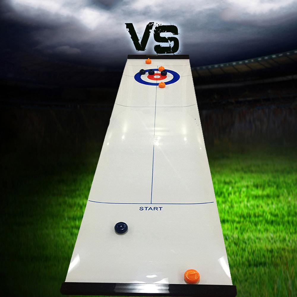Tabletop Mini Curling Game Set Family Fun Board Games Shuffleboard Pucks with 8 Rolllers
