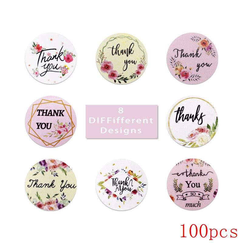 50-500pcs 1 Inch Flower Thank You Stickers Seal Label Handmade Stickers Scrapbooking for Gift Envelope Seals Stickers