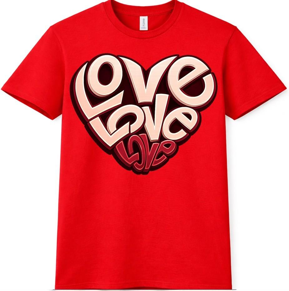 Love Heart T-Shirt Valentines Day Gift Funny Cute Girlfriend Boyfriend Tee
