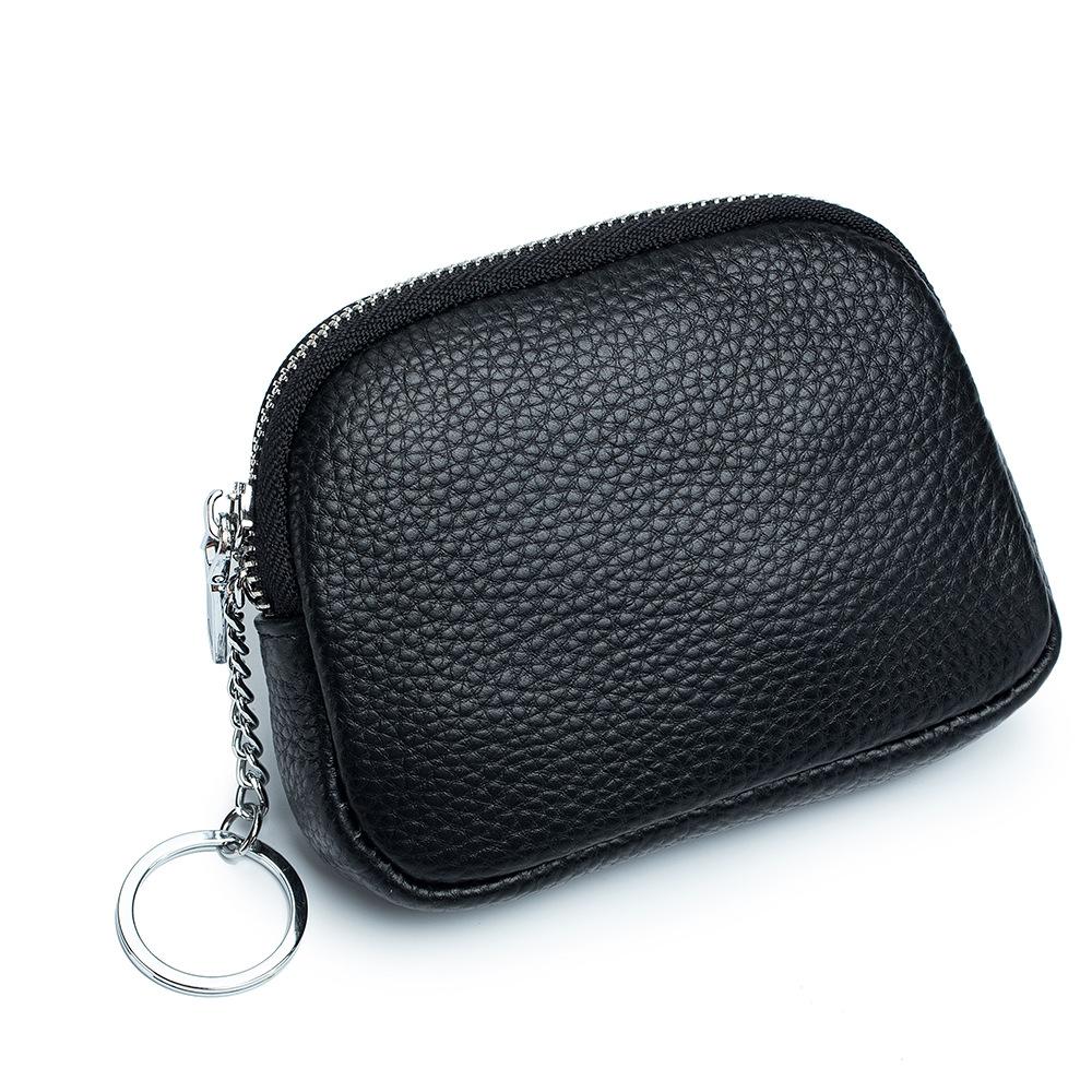 Slim Wallet for Women Soft Cow Leather Womens Coin Purse Genuine Leather Zipper Coin Wallet Casual Key Holder Small Money Bag CLE