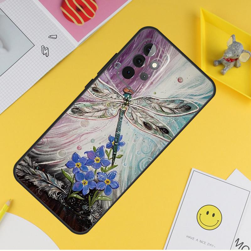 Чехол со стрекозой для Samsung Galaxy A34 A35 A14 A15 A25 A53 A33 A13 A52 A32 A12 A51 A71 A54 A55