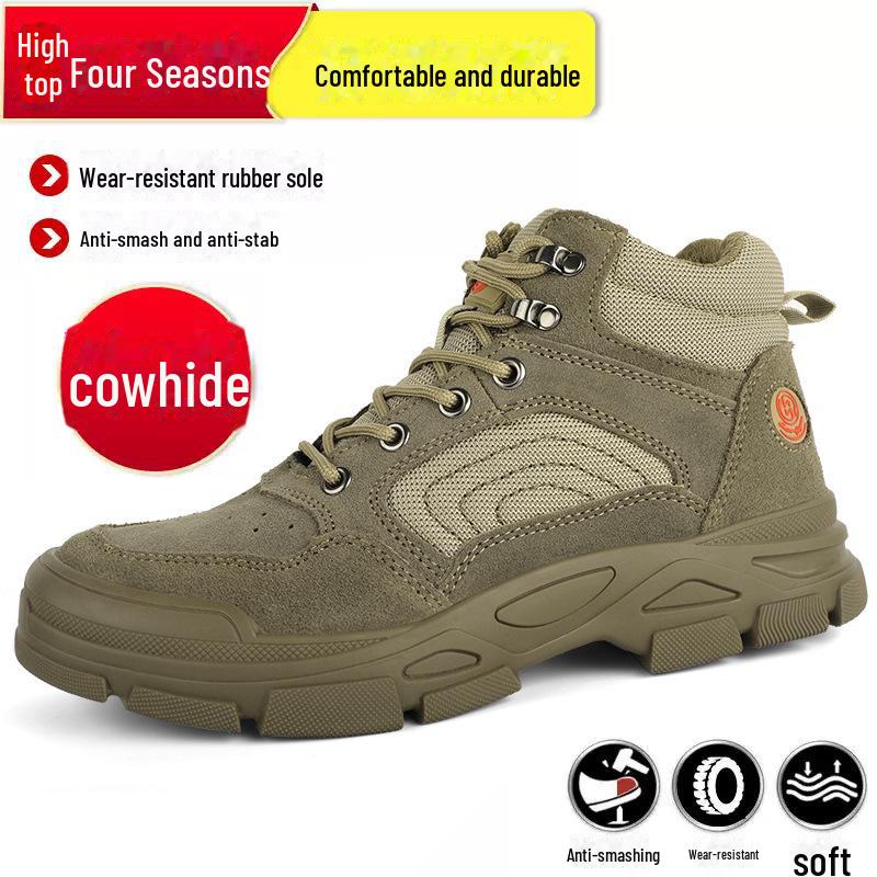 Ботинки сварщика из коровьей кожи со стальным подноском - Защита от ударов, проколов, утепленные, низкие, безопасная обувь для сварщиков.