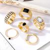 2023 Новое благородное кольцо, роскошное богатое кольцо, ретро черно-белый комплект колец в клетку, кольцо для вечеринки, набор из 6 предметов для мужчин и женщин