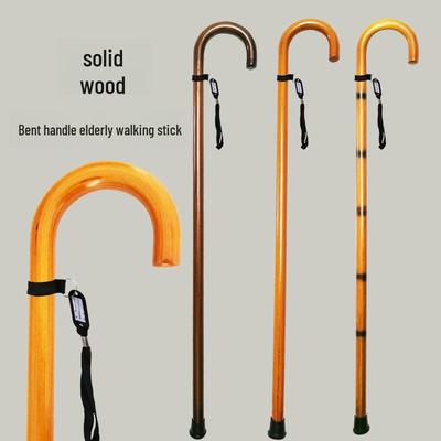 Трость из цельного дерева с изогнутой ручкой для пожилых людей