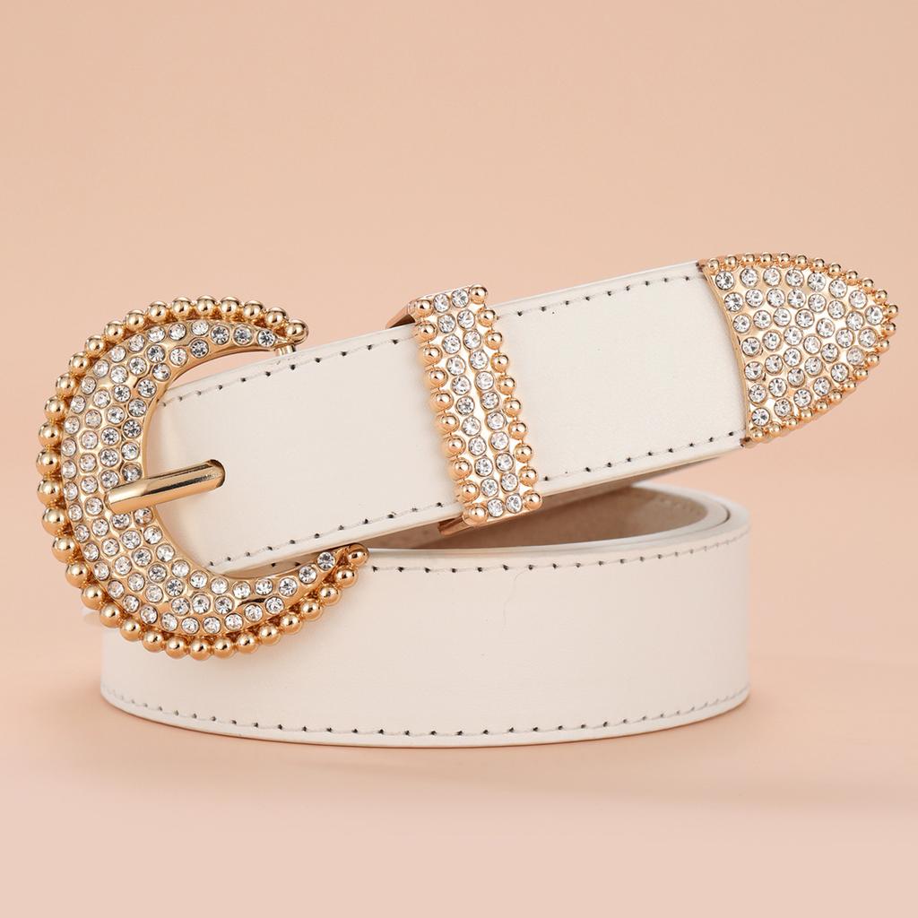 Ladies Belt Dot Diamond Gold Buckle Atmospheric Jeans Decorative Belt