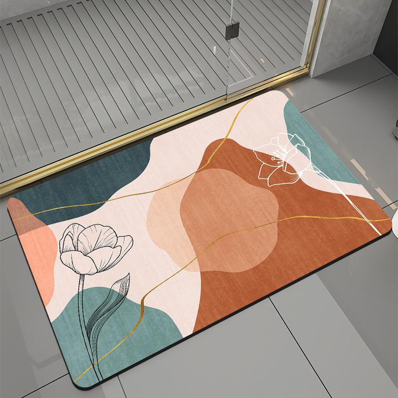 Bathroom Mats Front Door Mats Kitchen Mats Diatomite Mud Non-Slip Shower Rugs Quick Dry Machine Washable