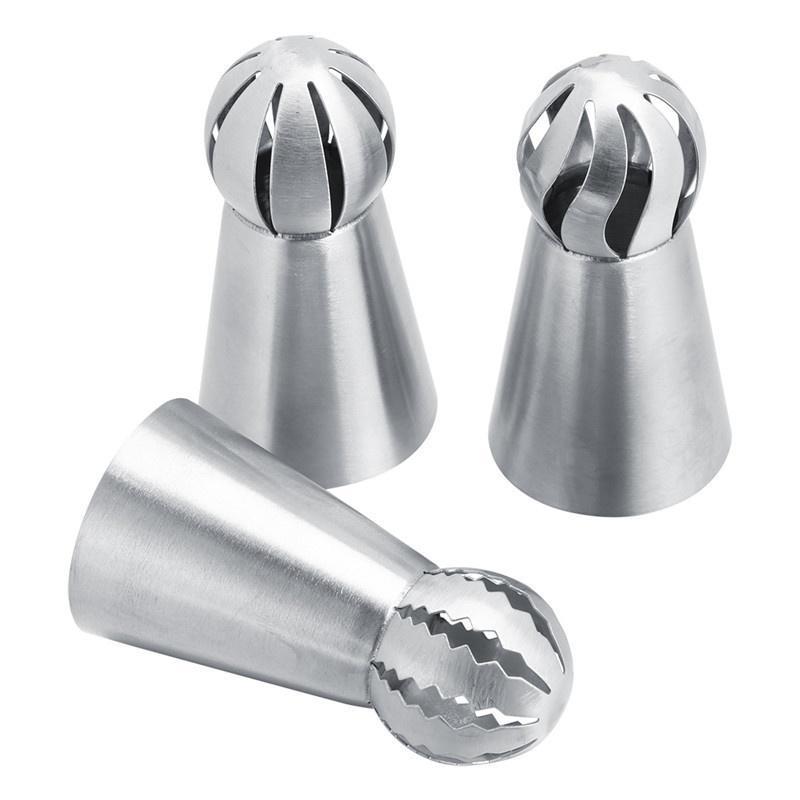 3pcs Dessert Decorators Stainless Steel Butter Cream Flower Cake Decorating Cake Icing Nozzles