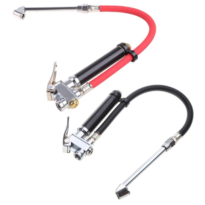 Сверхпрочный байонетный манометр для накачивания шин и колес с давлением 10–120 фунтов на кв. дюйм со шлангом и зажимным патроном «Straight On»