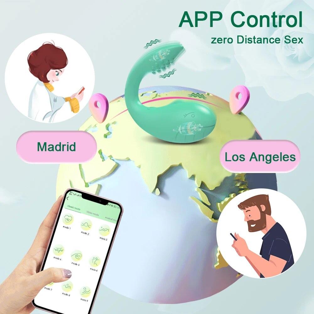 Мощное приложение, Bluetooth-вибратор для женщин, трусики с 2 двигателями, фаллоимитатор для точки G, массажер, вибрирующее яйцо любви, секс-игрушки для взрослых