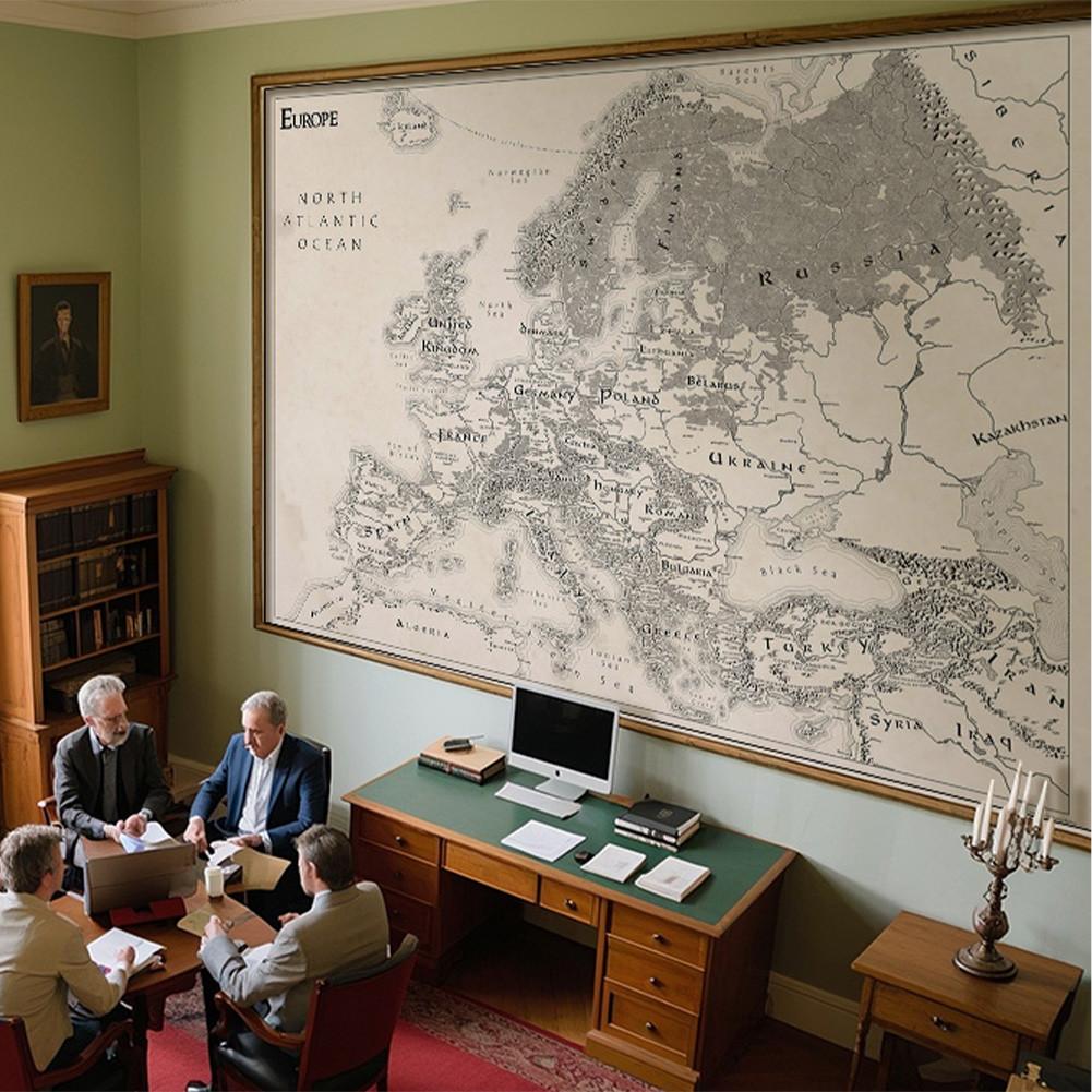 Карта Европы - необрамленная винтажная образовательная настенная живопись для домашнего офиса, декор, подарок, образовательная настенная живопись, декоративная карта