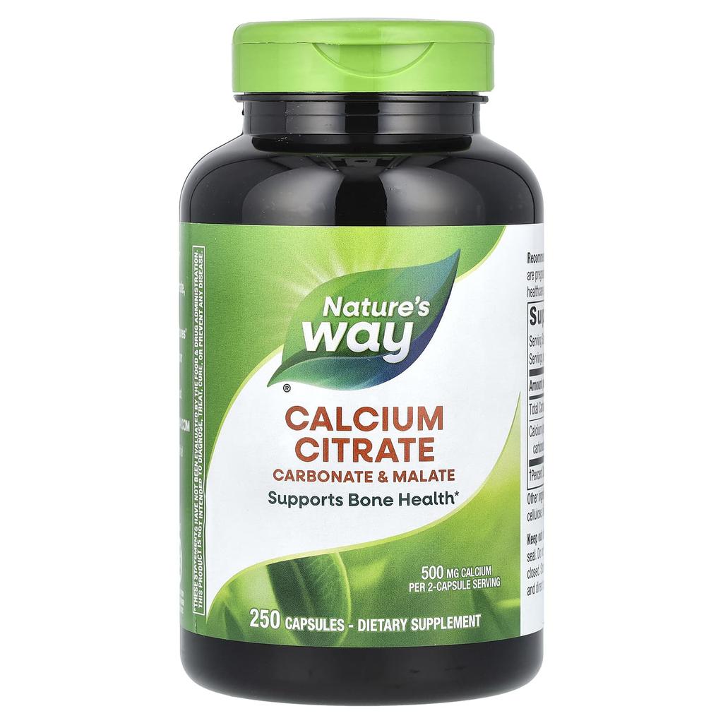 Nature's Way Calcium Citrate, 500mg, 250 Capsules (250mg Per Capsule)