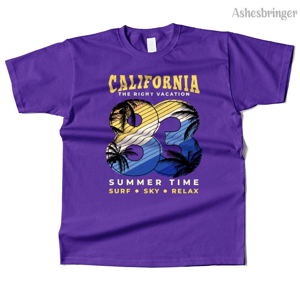 Unisexs Cotton California Summer Time Graphic High Quality T Shirt Street Casual Style Tee for Unisex and Women