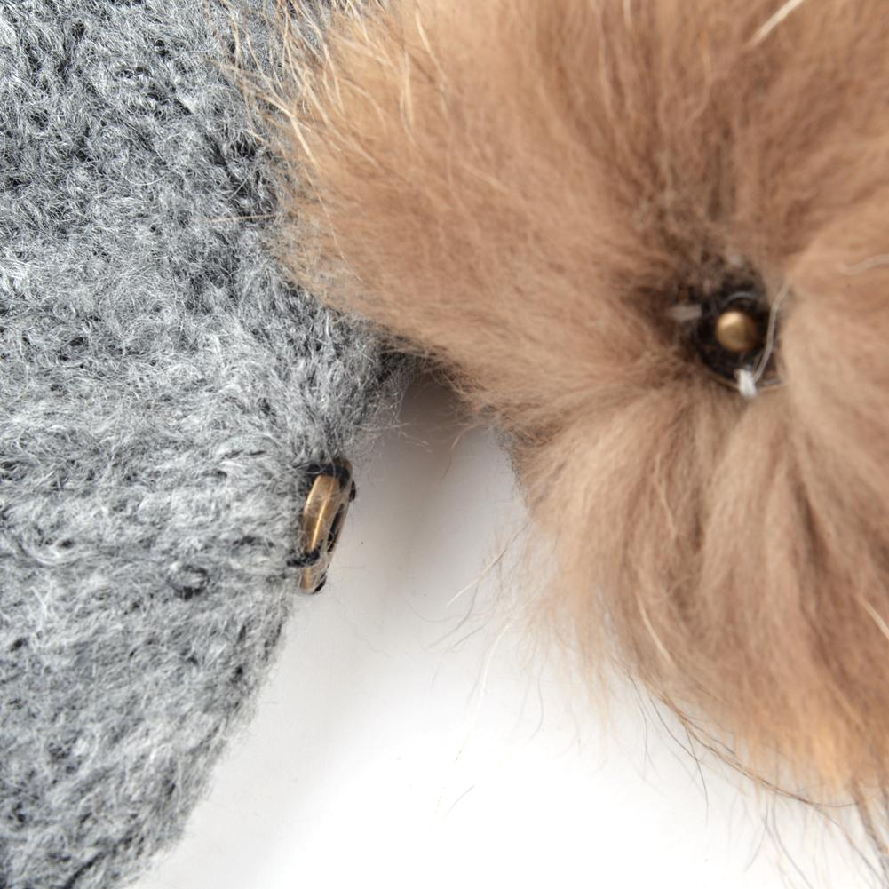 Женская зимняя шапка, женская теплая вязаная шерстяная шапка с натуральным мехом и помпоном, шапки для девочек